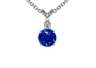 Round Untreated Blue Sapphire Pendant with Round Diamond (1.08cttw)