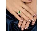 Buy Petite Prong Set Emerald Cut Emerald Hidden Halo Ring