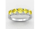 Yellow Sapphire Round Cut Wedding Ring (0.65cttw) in Four Prong